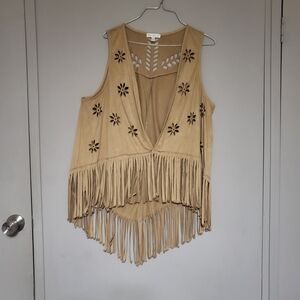 Vest love, Fire Tan Fringed Tank Top
